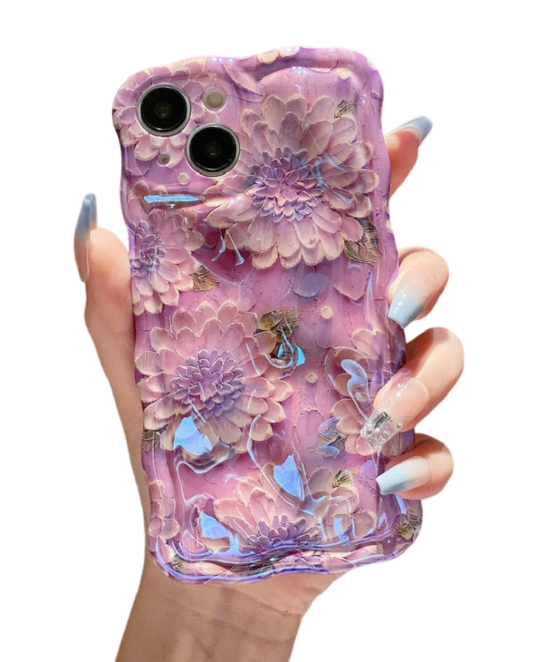 Capa protetora de silicone com padrão floral para iPhone 15 Pro Max 1