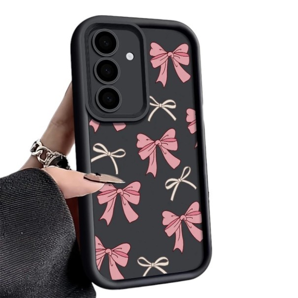 Capa protetora de silicone para Samsung Galaxy A57 com laços pintados Borda elevada à volta da câmara Bordas elevadas Capa flexível para telefone preto