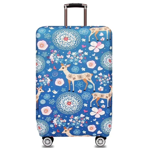 Capa protetora elástica para mala de viagem 48–53 cm tecido elástico azul com veados e padrão floral proteção de bagagem 1