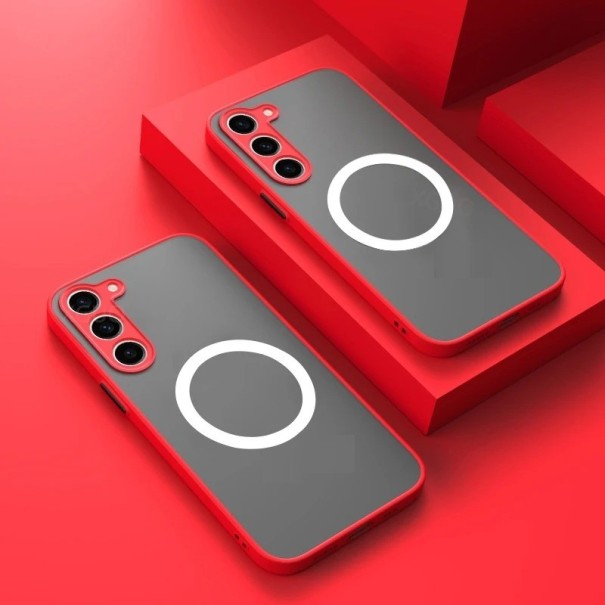 Capa protetora mate com suporte MagSafe para Samsung Galaxy S20 FE 2022 vermelho