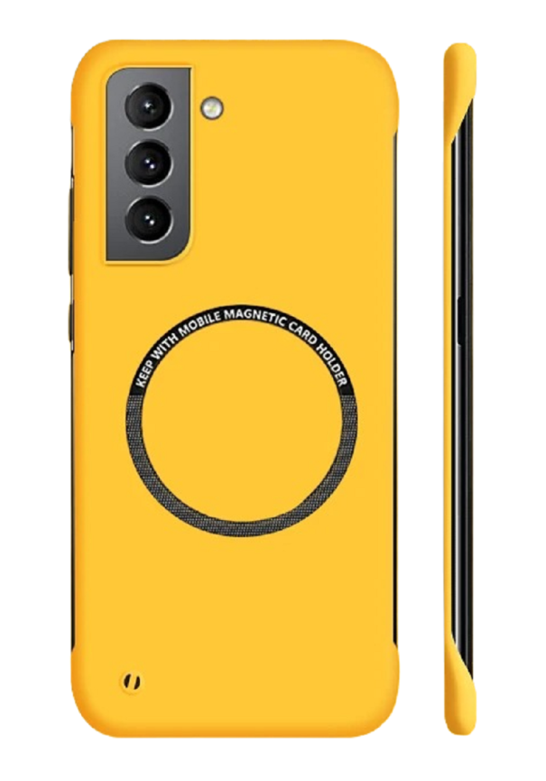 Capa protetora mate com suporte MagSafe para Samsung Galaxy S23 Plus amarelo