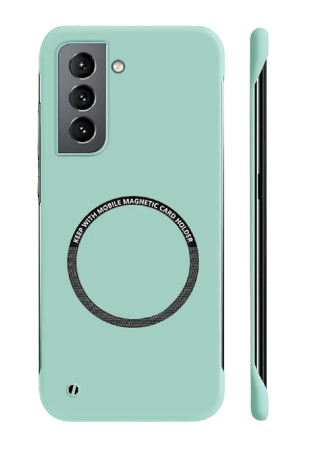 Capa protetora mate com suporte MagSafe para Samsung Galaxy S23 turquesa