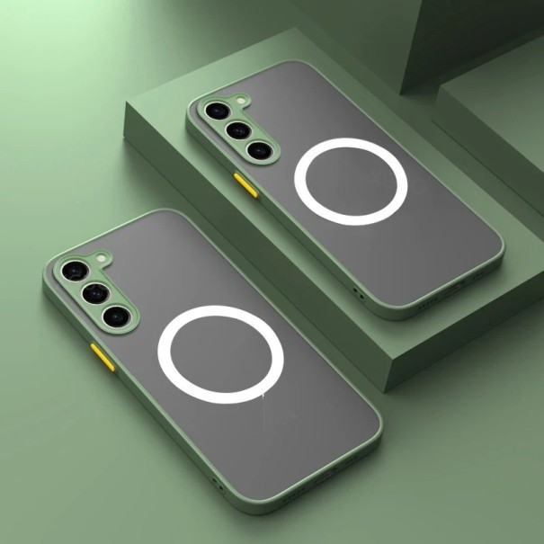 Capa protetora mate com suporte MagSafe para Samsung Galaxy S23 verde