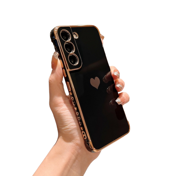 Capa protetora para Samsung Galaxy S22 com coração preto