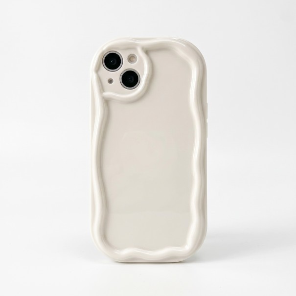 Capa protetora para telefone Samsung Galaxy A55 5G Borda ondulada Resistente Protege os cantos e a câmara Superfície brilhante Creme Sem padrão 1