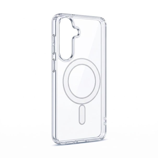 Capa transparente para Samsung Galaxy A56 com anel de ímanes na parte de trás Borda elevada em torno do módulo da câmara Capa transparente para carregamento sem fios 1