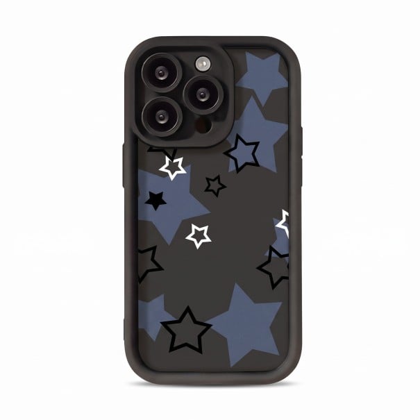 Capa traseira para Samsung Galaxy A55 5G em silicone resistente Padrão estelar Bordas elevadas Preto-azul Estrelas brancas Proteção da câmara 1