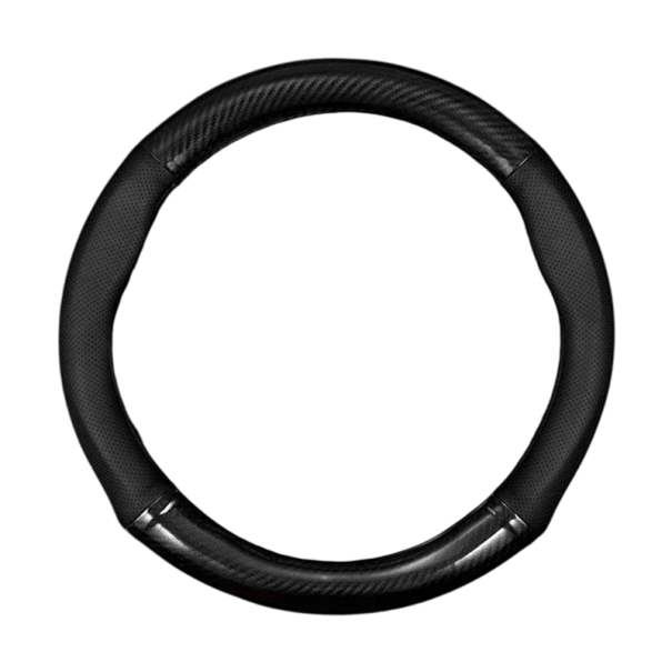 Capa universal para volante O 38x38 cm Couro microfibra Antiderrapante Design 3D Fibra de carbono Respirável Capa resistente Acessório para automóvel 1