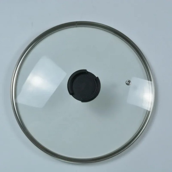 Capac de sticlă pentru oală de 20 cm cu mâner din plastic și orificiu de evacuare a aburului 1