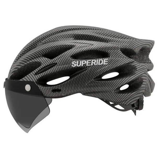 Capacete de ciclismo leve com óculos magnéticos removíveis Aberturas de ventilação Unisex tamanho 54–61 cm Capacete de proteção para bicicleta cinzento