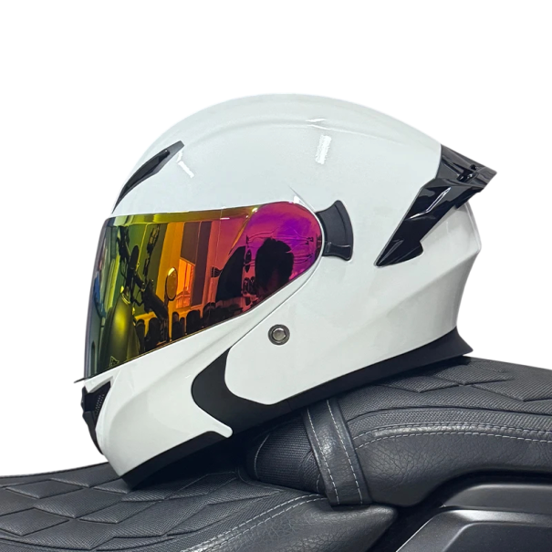 Capacete de moto com viseira dupla 30 x 25 x 25 cm Casco em ABS integral com spoiler para scooter e quadriciclo rosa escuro M
