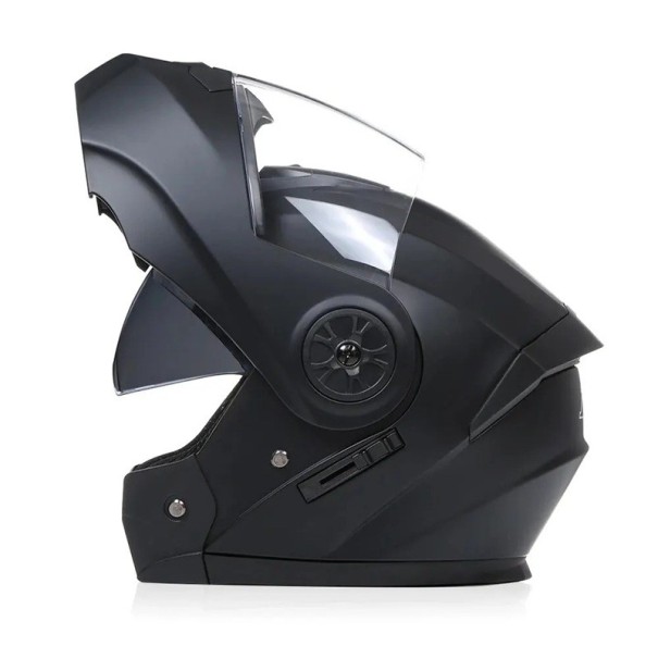 Capacete de moto unisex preto de abertura com design duplo de viseira para melhor visibilidade e proteção S