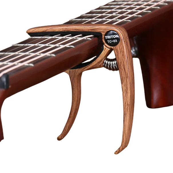 Capodastre de guitare en alliage d'aluminium Pince d'accordage universelle pour manche de guitare acoustique et électrique Couleurs neutres marron foncé