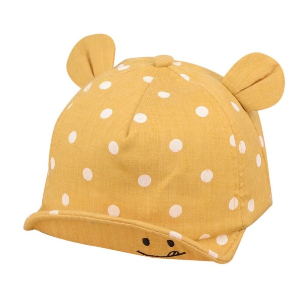 Cappellino a pois per bambini con orecchie giallo