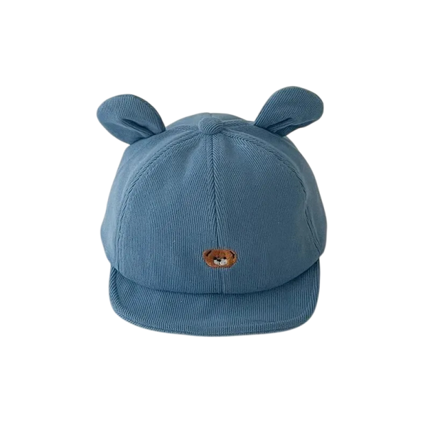 Cappellino a righe per bambini con orecchie Taglia 44–47 cm 3–18 mesi Cappello regolabile per neonati con ricamo di orsacchiotto Cotone blu