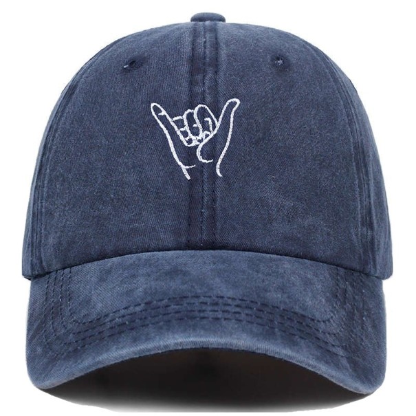 Cappellino con ricamo a mano blu scuro