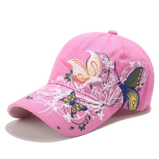 Cappellino da donna con farfalle ricamate e tralci floreali Cotone Ricamo colorato Dettagli luccicanti Visiera curva Circonferenza della testa 55 2