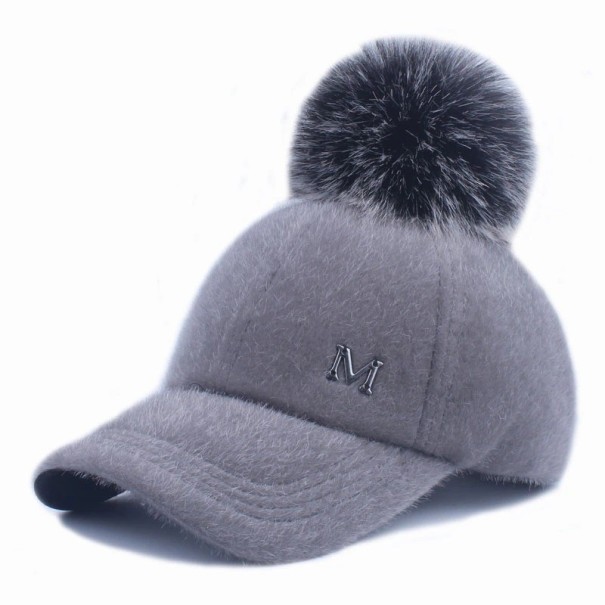 Cappellino da donna con pompon T2 grigio