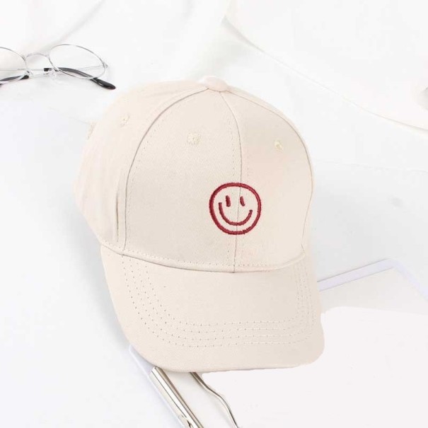 Cappellino per bambini con smiley avorio