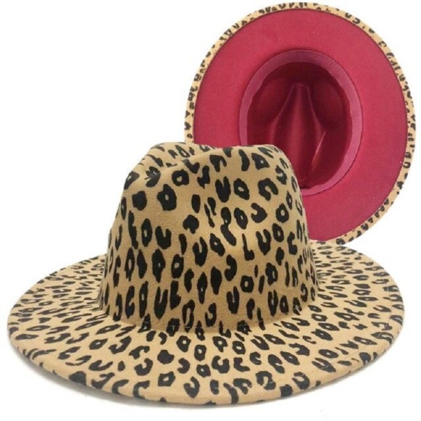 Cappello con motivo leopardato A2246 rosa