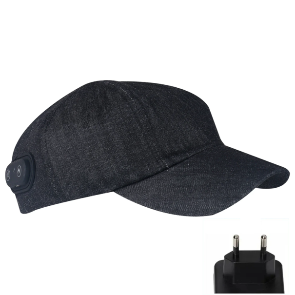 Cappello con visiera per terapia capillare con luce rossa e infrarossa alimentato tramite USB batteria 2000mAh, Rigenerazione dei capelli, Crescita dei capelli nero