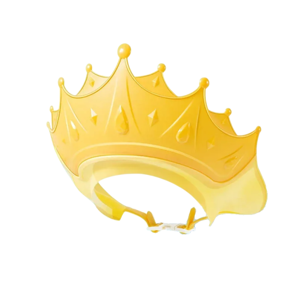 Cappello da bagno in silicone 15 x 13 cm Corona per bambini e neonati Protezione degli occhi durante il lavaggio dei capelli Accessorio da bagno per la vasca Doccia giallo