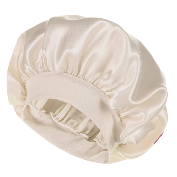 Cappello da doccia in raso per donna con bordo largo, seta, raso, taglia universale beige