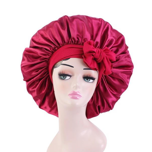 Cappello da notte in raso per donne rosso