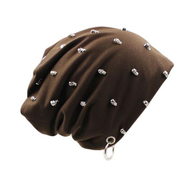 Cappello da uomo con teschi marrone