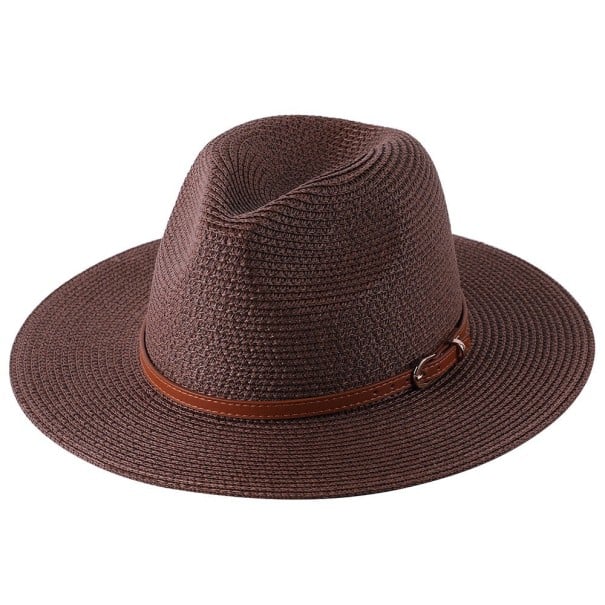 Cappello di paglia con cinturino marrone