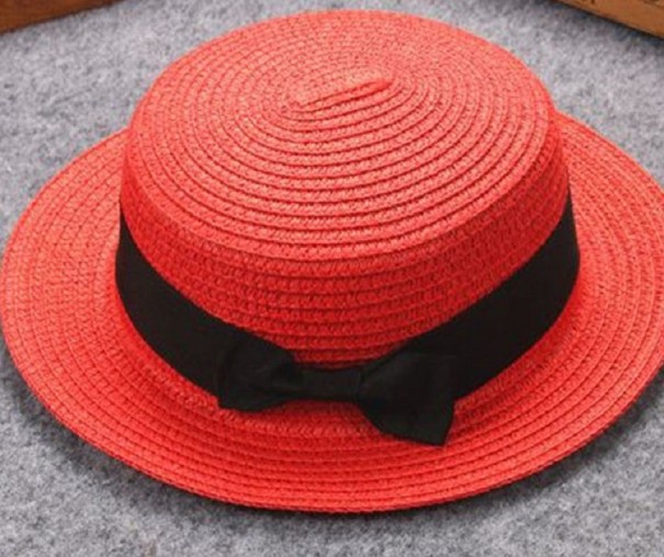 Cappello di paglia per bambini A455 rosso
