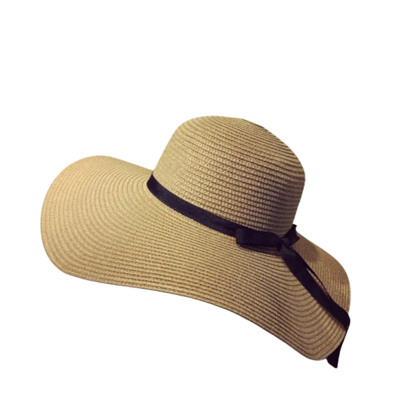 Cappello estivo da donna in paglia 57–58 cm con visiera larga in paglia e poliestere con fiocco Cappello da spiaggia leggero contro il sole kaki