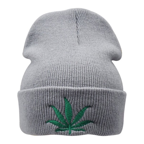 Cappello invernale con stampa di cannabis grigio