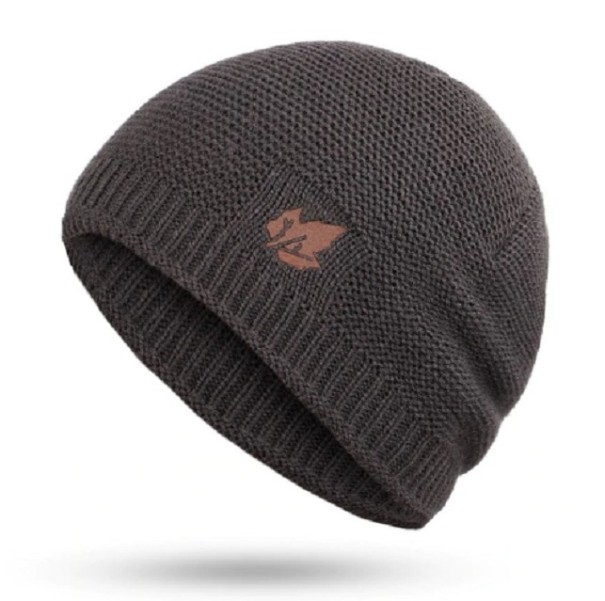 Cappello invernale da uomo con foglia J956 grigio