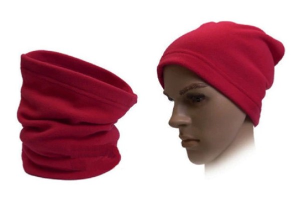 Cappello invernale da uomo e scaldacollo 2 in 1 J3240 rosso scuro