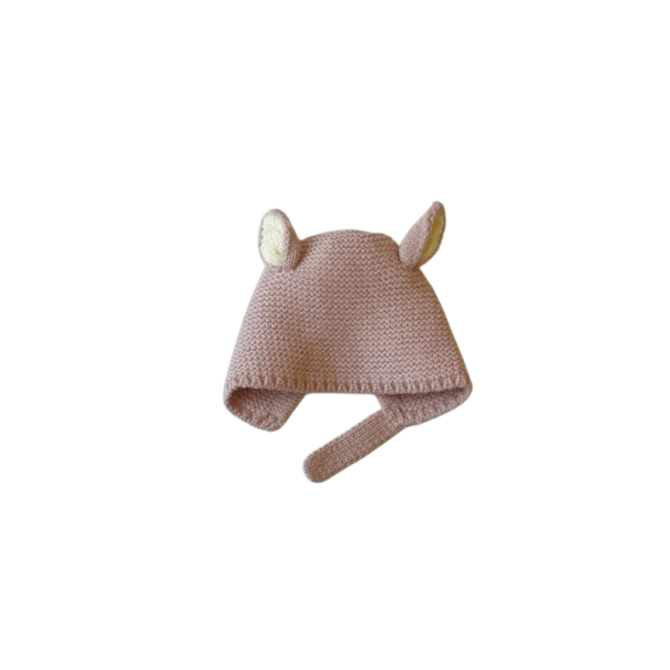 Cappello invernale lavorato a maglia per bambini Circonferenza testa 44–48 cm 3–24 mesi Cappellino caldo in acrilico con orecchie rosa