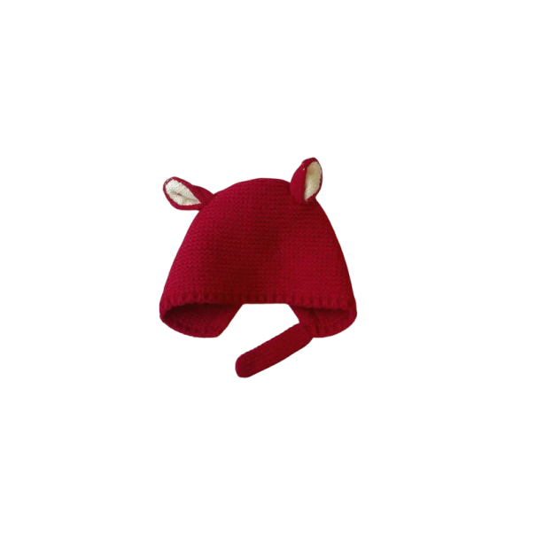 Cappello invernale lavorato a maglia per bambini Circonferenza testa 44–48 cm 3–24 mesi Cappellino caldo in acrilico con orecchie rosso
