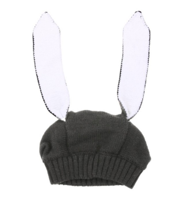 Cappello invernale per bambini con orecchie da coniglio J1871 nero