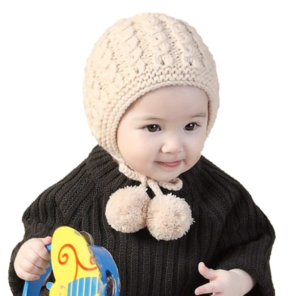 Cappello invernale per bambini con pompon J1241 beige