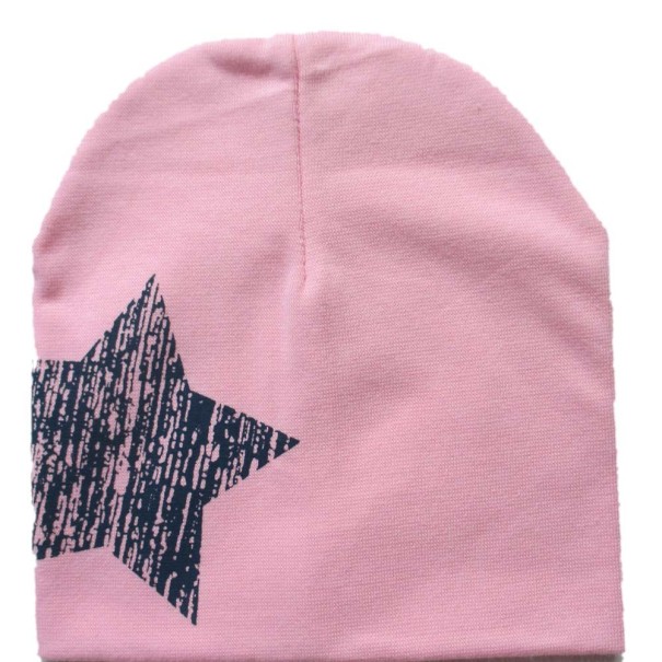 Cappello leggero per bambini con stampa a stelle J3131 rosa chiaro