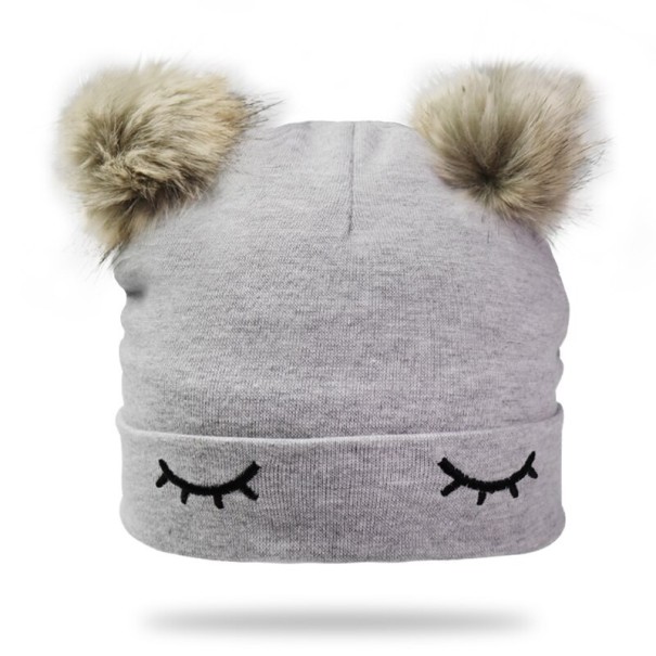 Cappello per bambini con pompon A1500 grigio