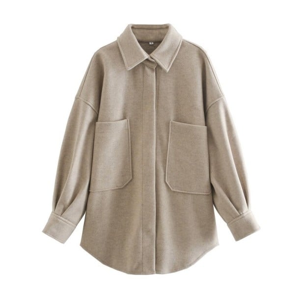 Cappotto autunnale da donna P1333 beige XS