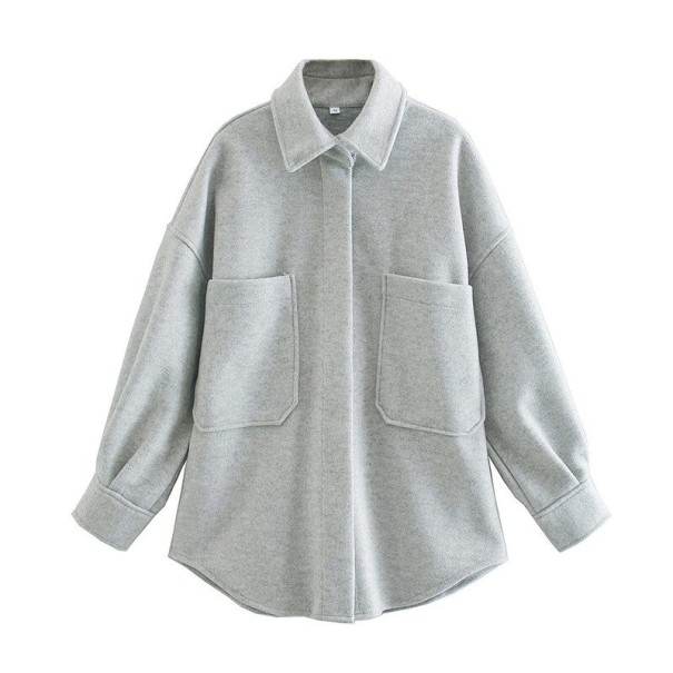 Cappotto autunnale da donna P1333 grigio chiaro M