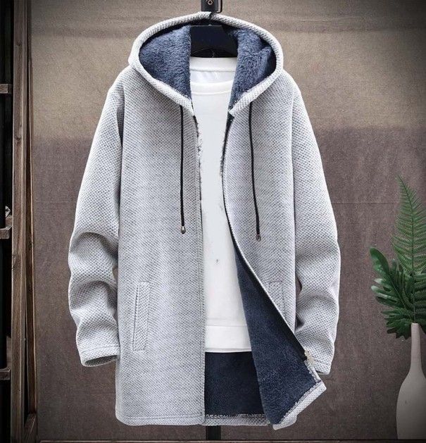 Cappotto da uomo con zip grigio chiaro S