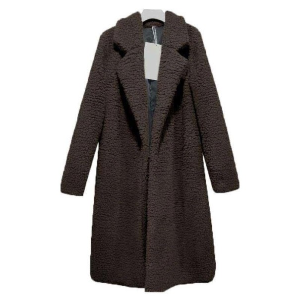 Cappotto peloso da donna P1397 caffè S