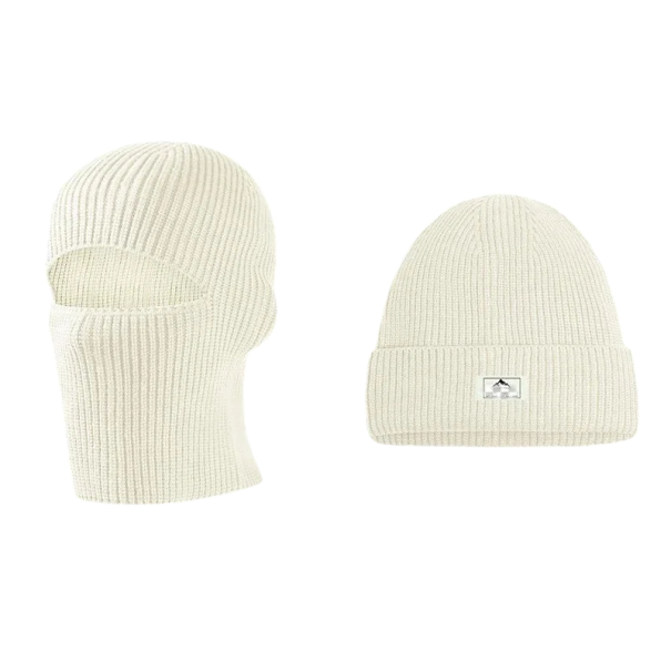 Cappuccio in maglia invernale 2 in 1 circonferenza testa 50–60 cm Pieghevole in berretto Poliestere Calda protezione universale per la testa bianco