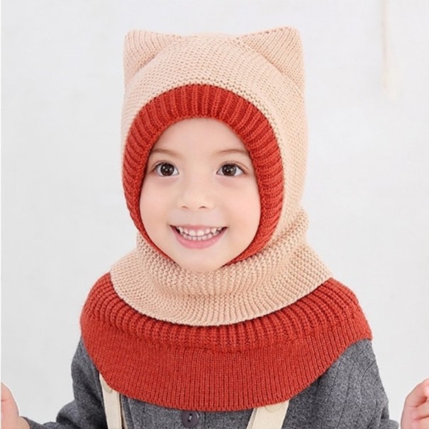 Cappuccio invernale per bambini lavorato a maglia A209 beige