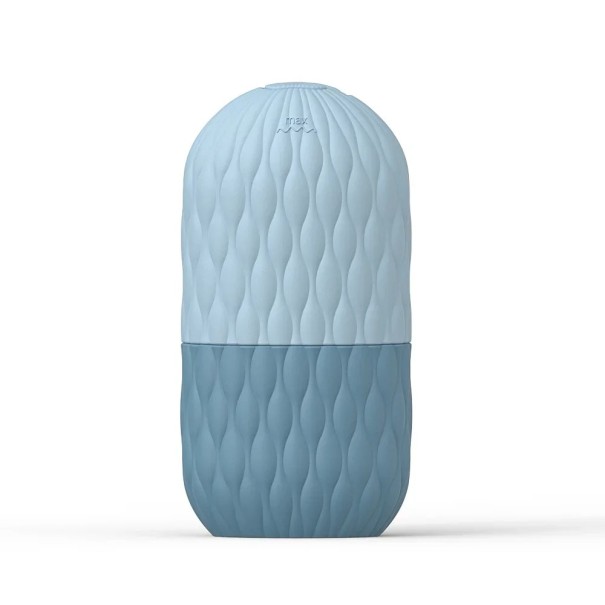 Cápsula de gelo cosmética em silicone alimentar com superfície texturizada para cuidados de pele e redução de inchaços 9,9 x 5,05 x 3,4 cm azul