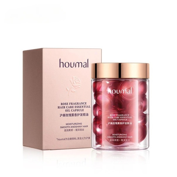 Cápsulas de aceite esencial de rosa 30 piezas Cuidado hidratante del cabello para cabello seco y dañado Aceite para el cabello en cápsulas con aroma a rosa 1