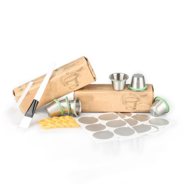 Cápsulas recarregáveis para máquina de café Nespresso com tampas 6 unid 1